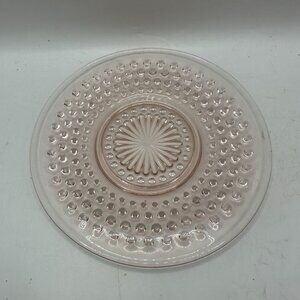 Vintage Pink Depression Glass Plate With Hobnail & Sunburst Pattern